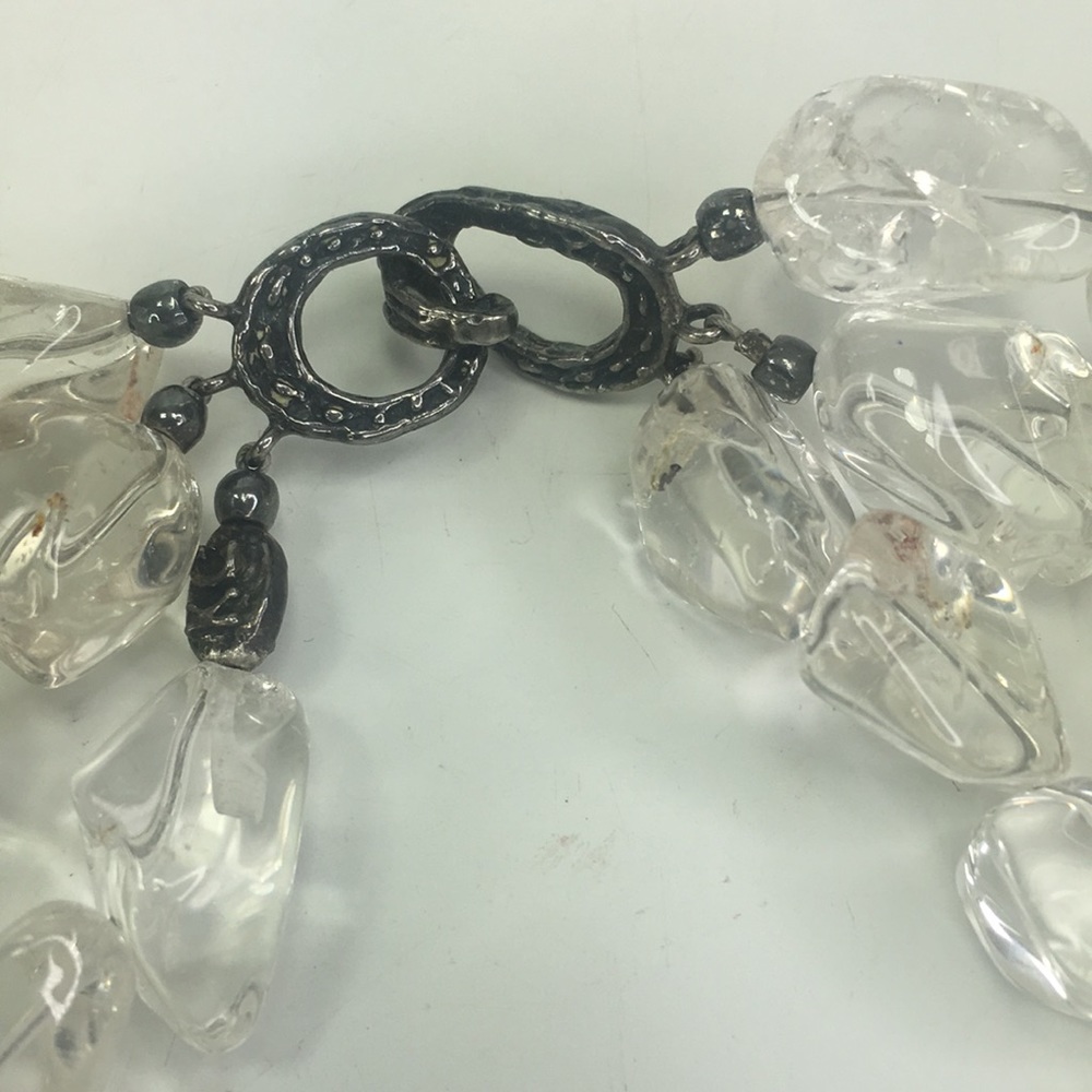 Kenneth Cole Bold Statement Necklace clear chunky glass Vintage triple strand - Picture 3 of 6